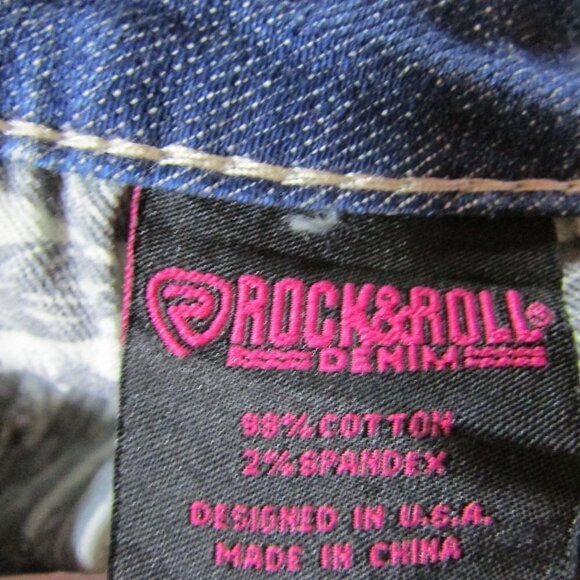 Rock & Roll Cowgirl Metallic Aztec Mid Rise Bootcut Jeans - Medium Vintage - Picture 6 of 6